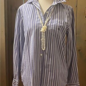 Ralph Lauren Purple and White Striped Button Down Shirt